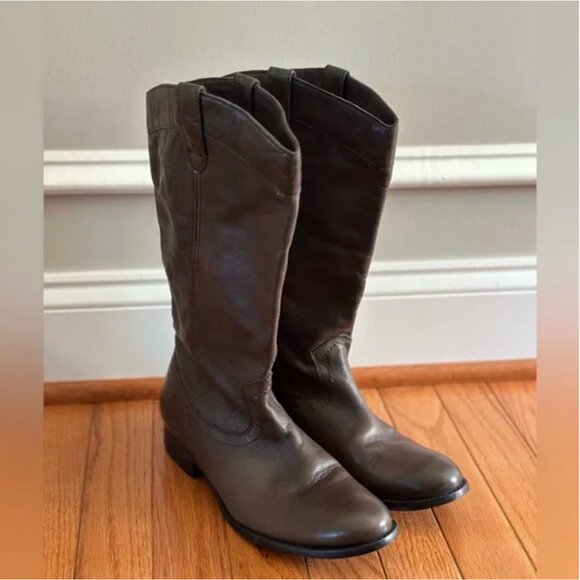 Frye Women's Melissa Pull On Leather Riding Boots Brown Size 7.5 - Picture 1 of 7